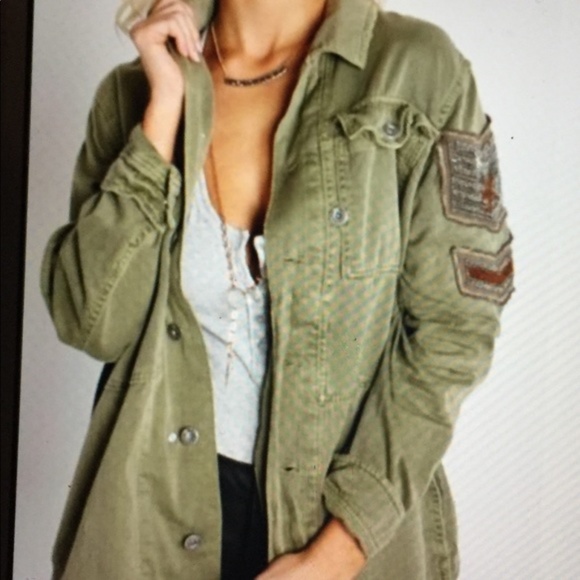 Free People Jackets & Blazers - FREE PEOPLE Army Green Military Style Jacket Shirt